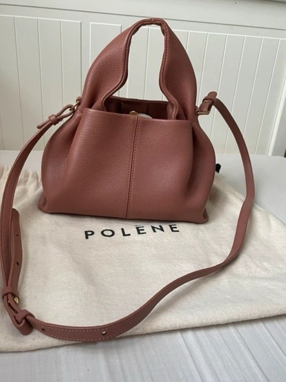 Polène Small Shoulder Bag in Dusty Rose Brown